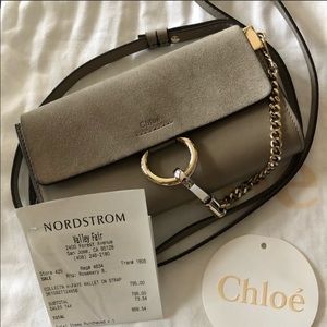 Chloe Mini Faye Wallet on a Strap - Motty Grey